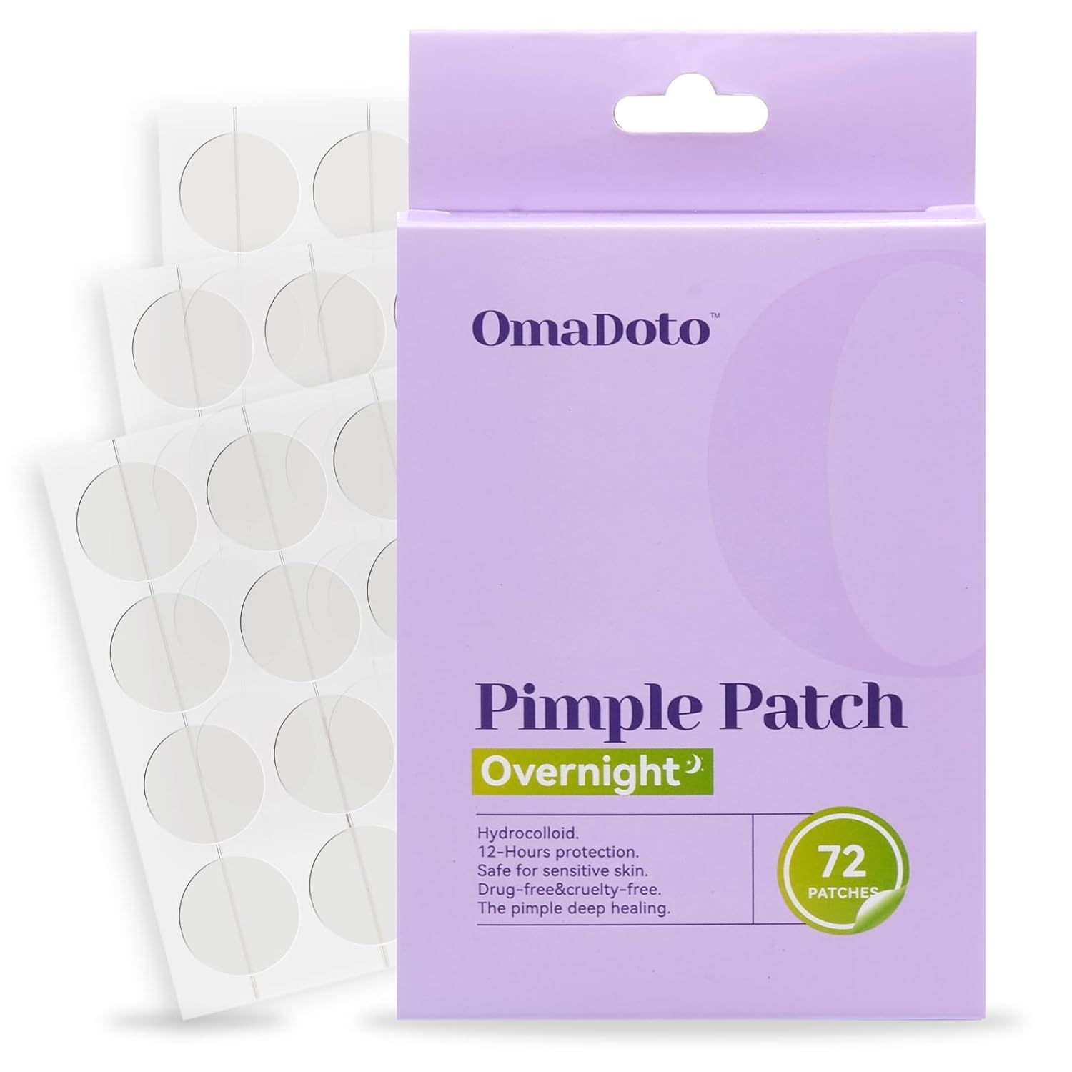 Omadoto Acne Patches - Overnight Pimple Treatment (72 Count) - OmaCare